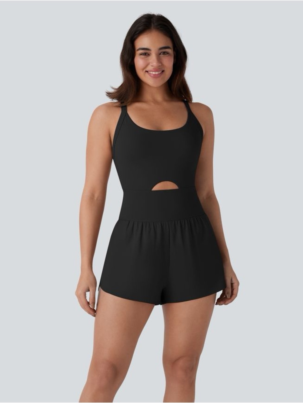 Halara SoftlyZeroโข QuickDry Tummy Control 2-in-1 Pocket Yoga Jumpsuit
